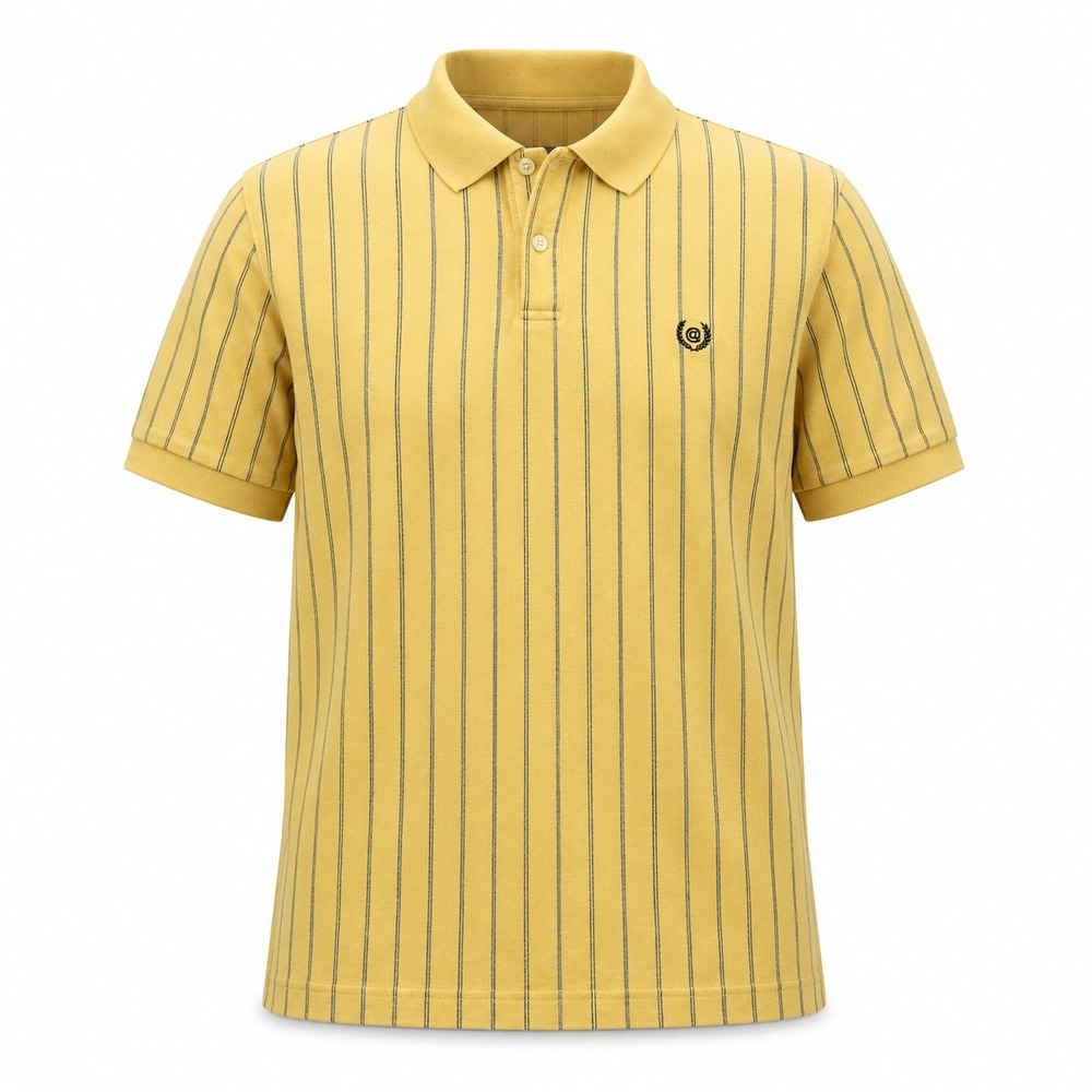 Chaps Ralph Lauren Polo Shirt Mens L Yellow Striped Short Sleeve Logo 11413R VTG